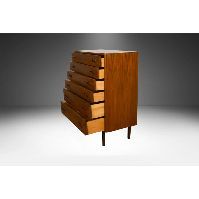 1960s Midcentury Walnut Jack Cartwright for Founders Highboy Tall Dresser Refinished, Attributed For Sale - Image 5 of 11