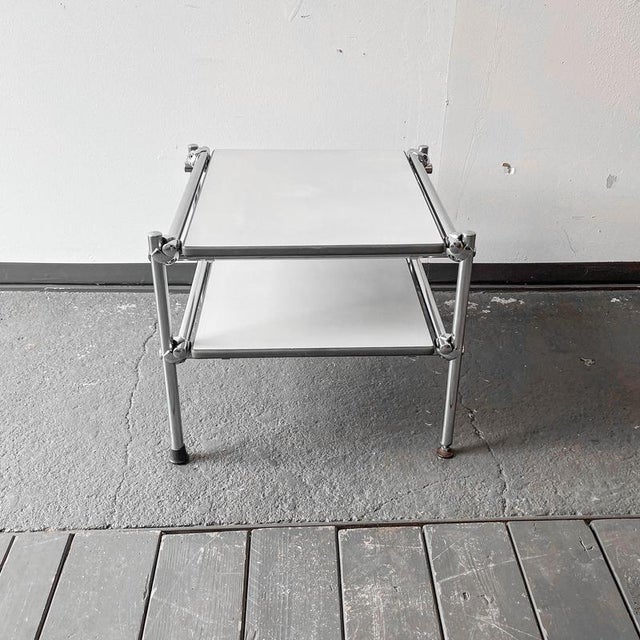 Wood Tubular Steel Side Table For Sale - Image 7 of 18