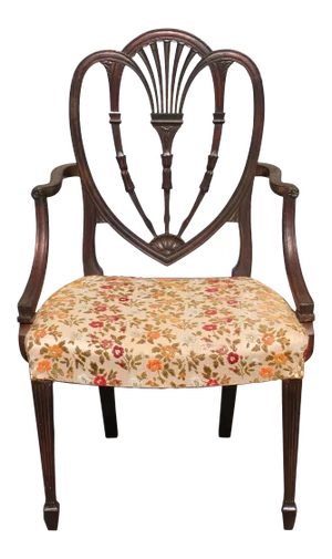 Sheraton Style Heavily Carved Mahogany Armchair
