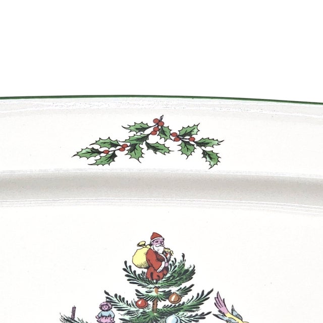 Late 20th Century Spode “Christmas Tree” Holiday Rectangular Platters – Set of 2, S3324 For Sale - Image 5 of 13