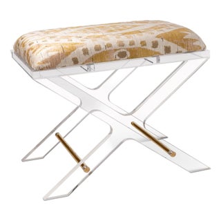 Delano Gold Salazar Lucite X-Bench For Sale