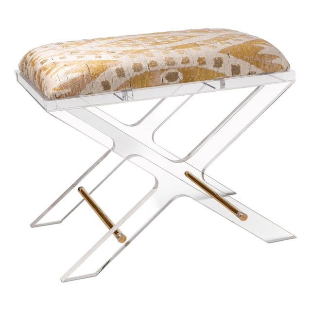 Delano Gold Salazar Lucite X-Bench For Sale