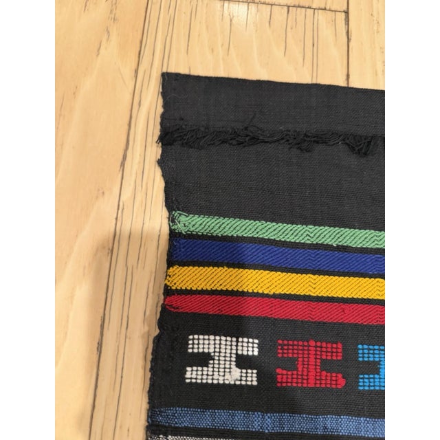 Black Vintage Oaxaca Zapotec Style Wool Pictorial Wall Hanging Textile 43"x21" For Sale - Image 8 of 10