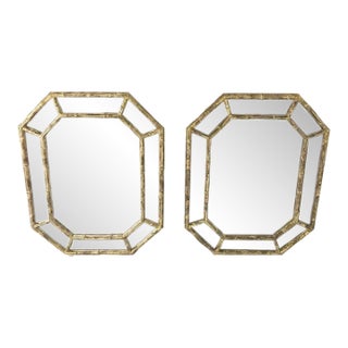 1960s Hollywood Regency Gilt Tortoiseshell Mirrors - A Pair For Sale