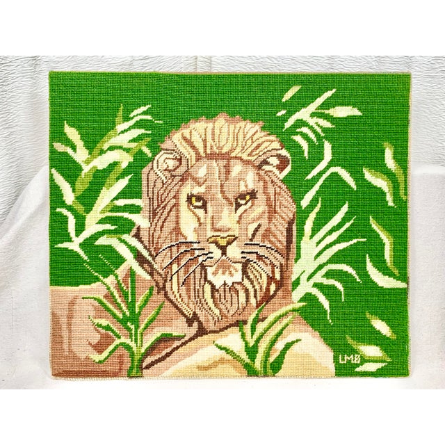 Vintage Handmade Lion Needlepoint For Sale - Image 12 of 12