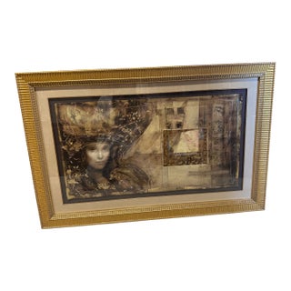 Late 20th Century Csaba Markus “Lady of Alexandria” Limited Edition Serigraph Ap 29 – Gold Leaf Shadowbox Frame [Cb] For Sale