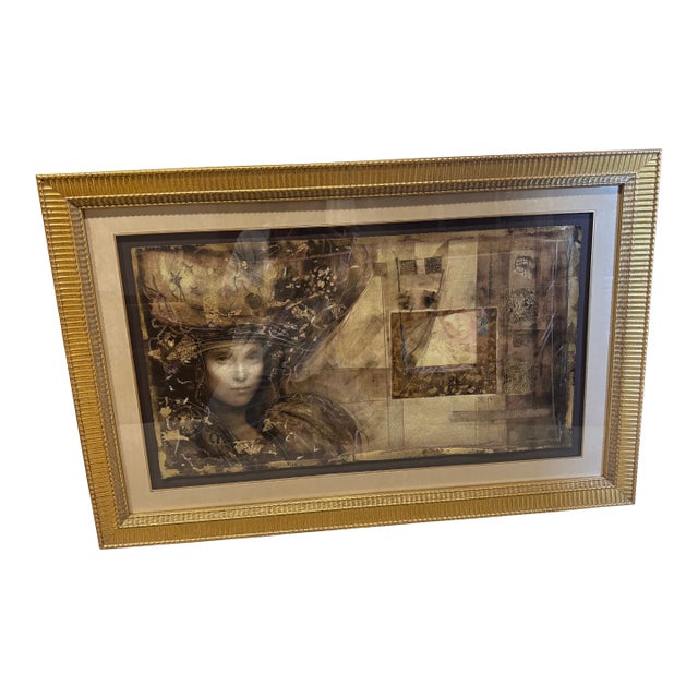 Late 20th Century Csaba Markus “Lady of Alexandria” Limited Edition Serigraph Ap 29 – Gold Leaf Shadowbox Frame [Cb] For Sale