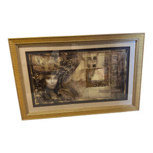 Late 20th Century Csaba Markus “Lady of Alexandria” Limited Edition Serigraph Ap 29 – Gold Leaf Shadowbox Frame [Cb]