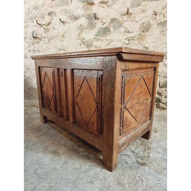 Wood French Louis XIII Chest in Oak and Cherrywood with Iron Hinges, 17th Century For Sale - Image 7 of 18