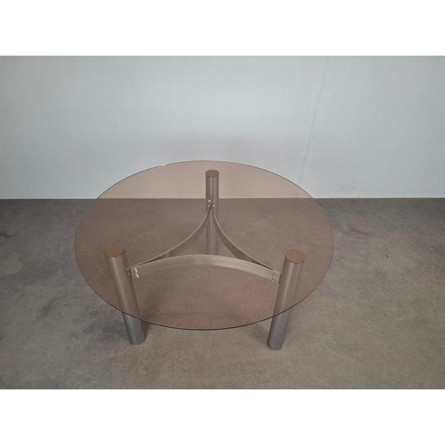 1970s Mid-Century Modern Czechoslovak Smoked Glass Coffee Table in Chrome Metal, 1970s For Sale - Image 5 of 14