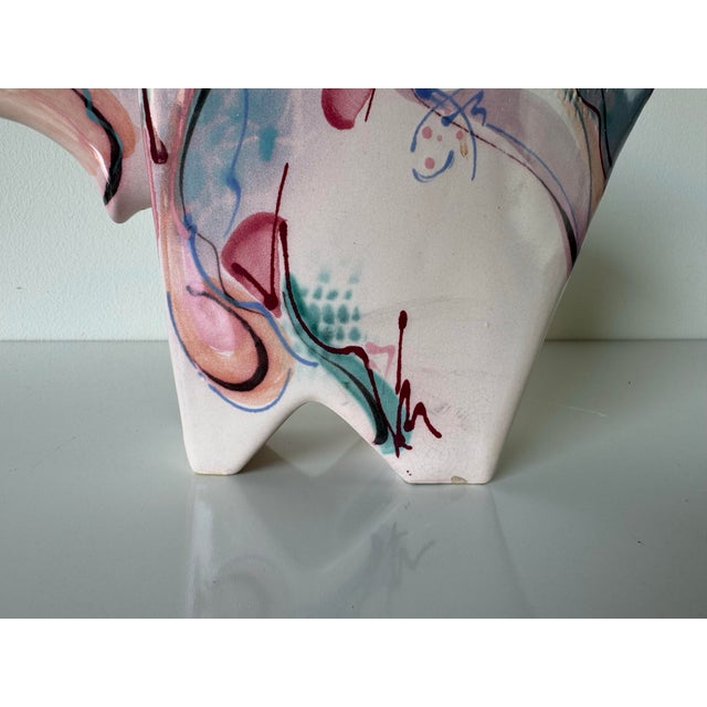 Vintage Sculptural Handmade and Painted Ceramic Vase For Sale - Image 11 of 12