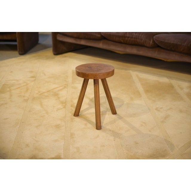 Vintage Brutalist Elm Stool, 1950s For Sale - Image 4 of 7
