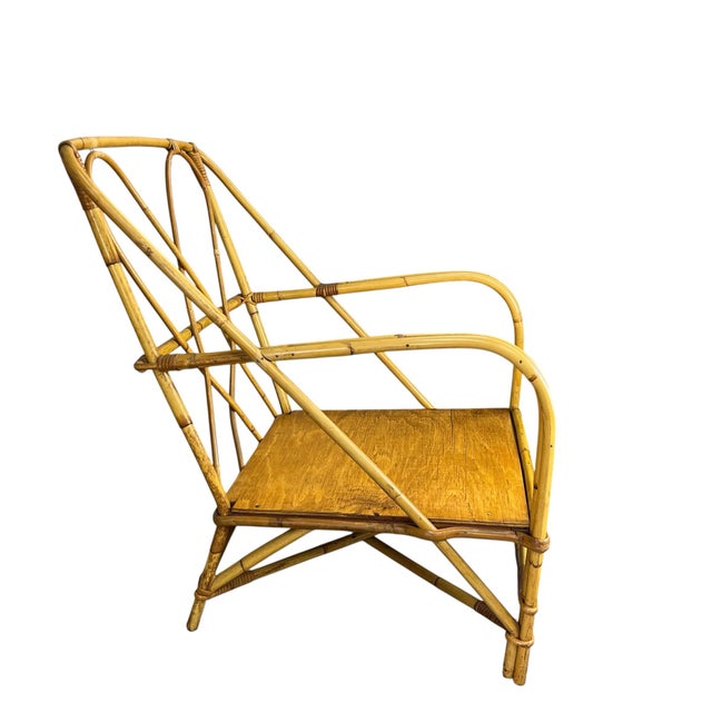 Wood Vintage Bent Bamboo Lounge Chairs and Ottoman For Sale - Image 7 of 11