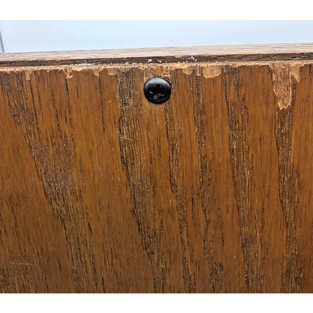 Silver 1970s Oak Wood Shaving / Cheval / Vanity Mirror For Sale - Image 8 of 11
