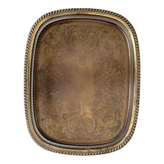 Vintage Extra Large Brass Oval Tray For Sale