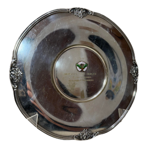 Vintage 1943 Art Nouveau Hollywood Gold Club Mixed Doubles Silveplate Trophy Charger Plate