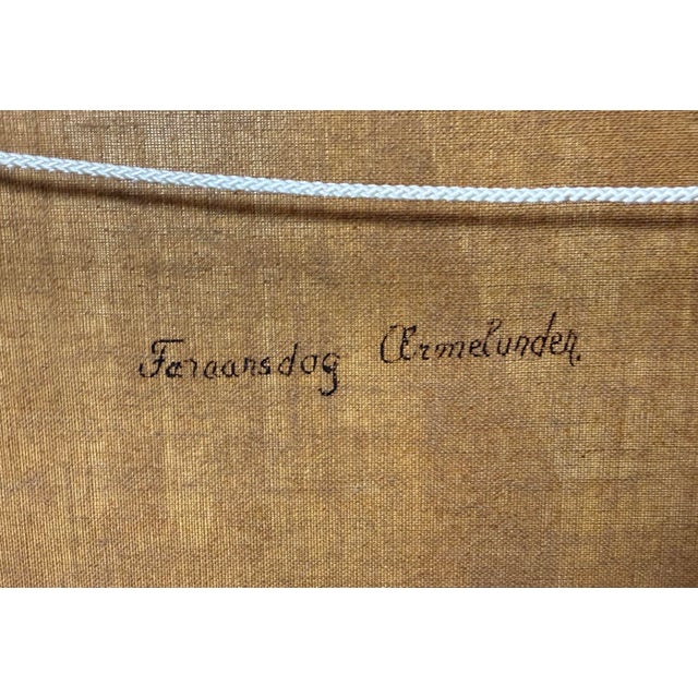 Brown Large Antique 1919 Original Finn Wennerwald Landscape Marsh Woods Trail Painting For Sale - Image 8 of 12