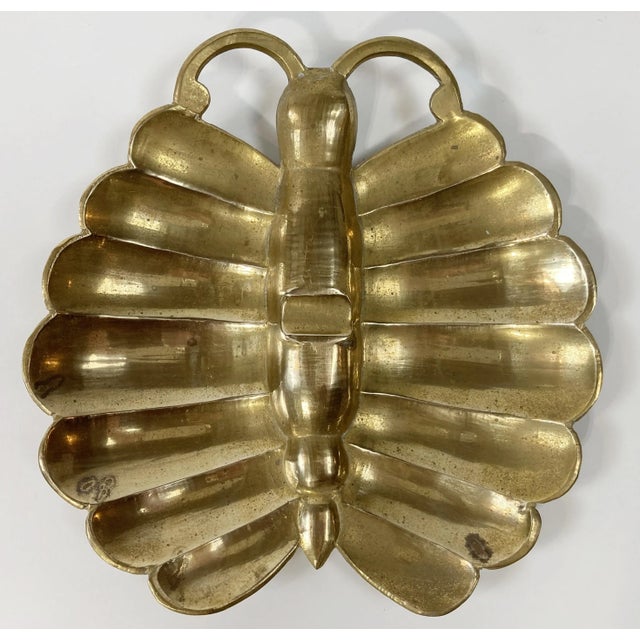Mid-Century Modern MCM Brass Butterfly Catchall Dish Ashtray For Sale - Image 3 of 7