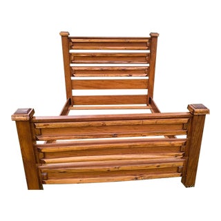 Rustic Log Queen Bed in Lodge Cabin Style by Wooden It Be Nice For Sale