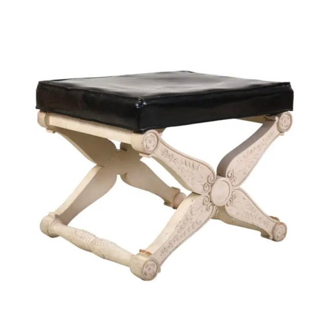 White Pair Louis XVI Style Curule Stools For Sale - Image 8 of 14