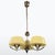 This Art Deco chandelier from the 1930s features a balanced metal structure combined with original opaline glass shades....