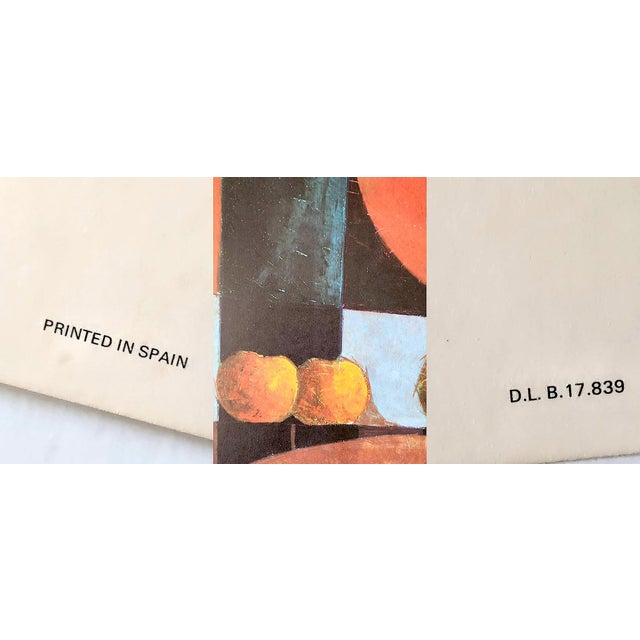 Burnt Orange 1970s Still-Life Lithograph Print "Marlez – Still Life Fruits and Bottle – Wax on Paper", Unframed For Sale - Image 8 of 12