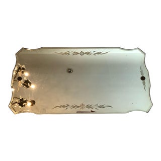 Art Deco Frameless Mirror Beveled Etched For Sale