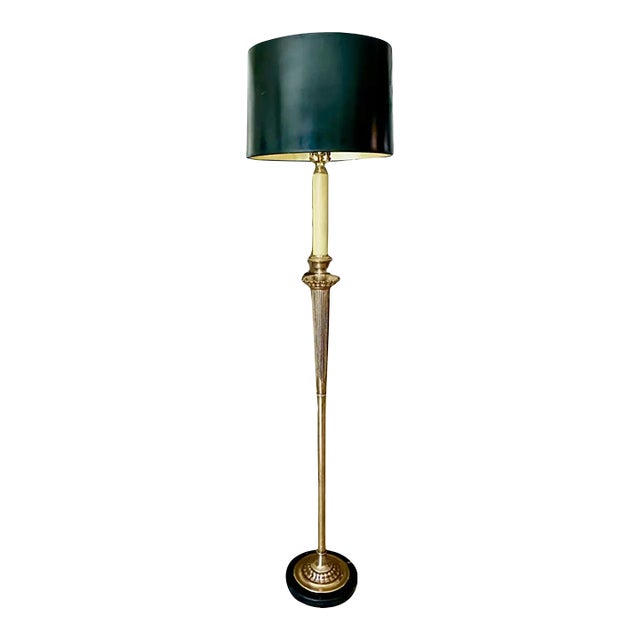 Vintage French Directoire Style Solid Brass & Marble Floor Lamp For Sale