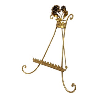 Vintage Italian Tole Gilt Rosette Table Easel For Sale