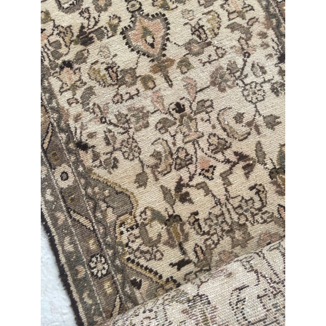 Taupe 21ft Botanical Narrow Stair Runner In Softer Hues - 2.7 x 21.4 For Sale - Image 8 of 12