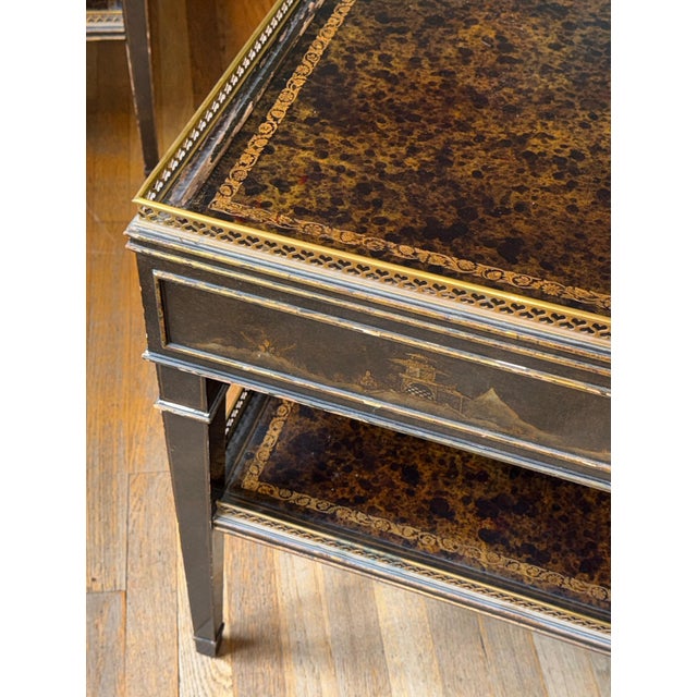 Mid-20th Century Chinoiserie & Faux Tortoiseshell Tray-Top Side Tables With Park Avenue Provenance - A Pair For Sale - Image 15 of 18