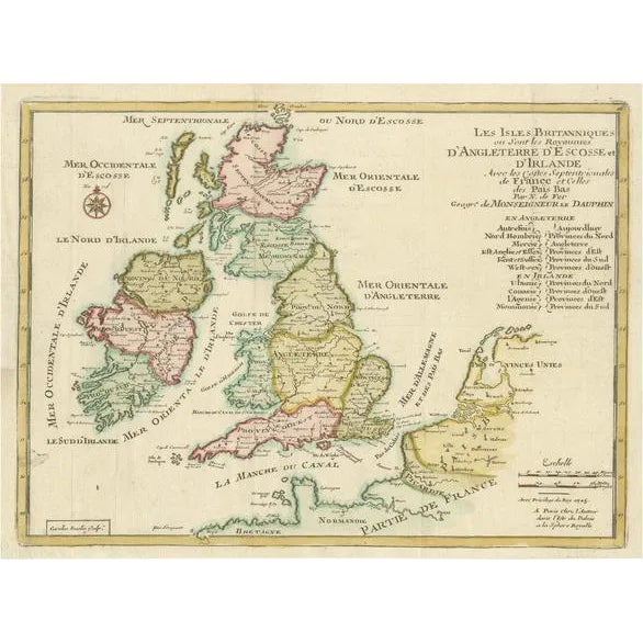 Antique Map of England and Ireland with Scotland and Wales, 1705 For Sale