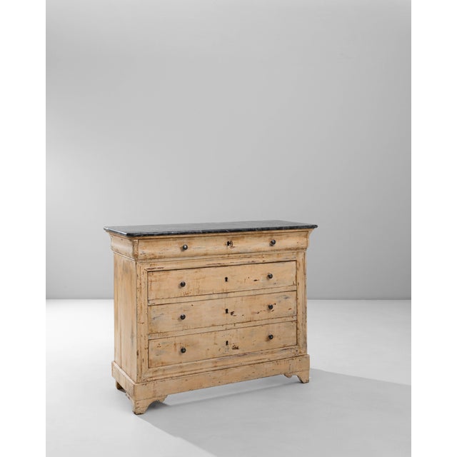 1880s French Wood Patinated Chest of Drawers With Marble Top For Sale In Greensboro - Image 6 of 18