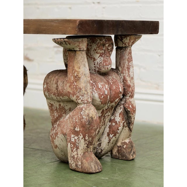 Monkey Vintage Rustic Wood Coffee Table | Chairish