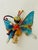 Whimsical Butterfly figurine Handpainted wood on brass base as lamp finial.