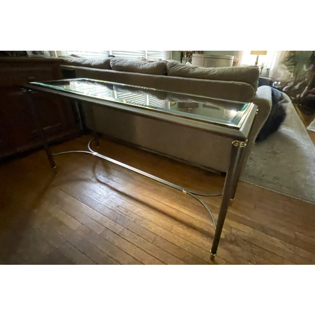1990s Design Institute America (Dia) Mixed Metal Console Table - Milo Baughman Style For Sale - Image 10 of 18