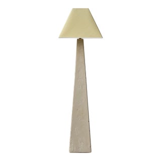 1980s Obelisk Pyramid Shaped Faux Travertine Floor Lamp For Sale
