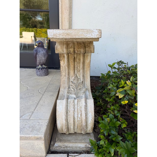 1990s Solid Stone Architectural Pedestal Console Garden Base For Sale - Image 4 of 7