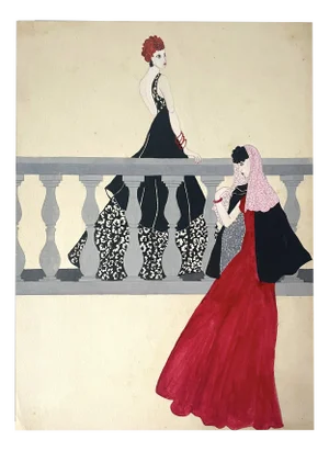 Art Deco, Drawing for the Fashion Magazine Die Dame Berlin, 1940s, Ink