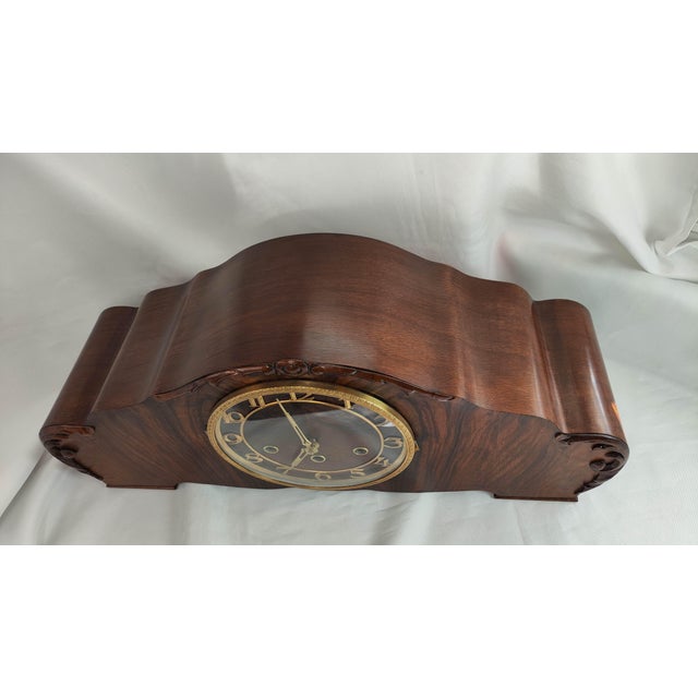 1940s Westminster Chime Windup Mantle Table Clock For Sale - Image 6 of 11
