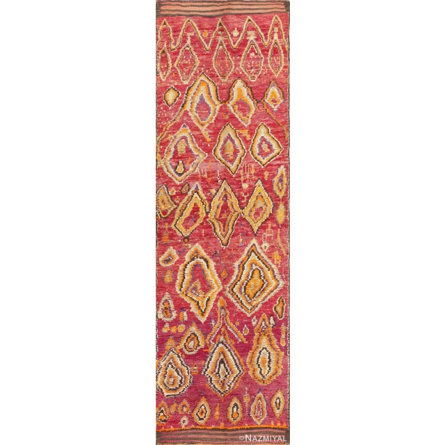 Delightfully unique and excitingly modern, this vintage Moroccan carpet is an exciting example of an enduringly appealing...