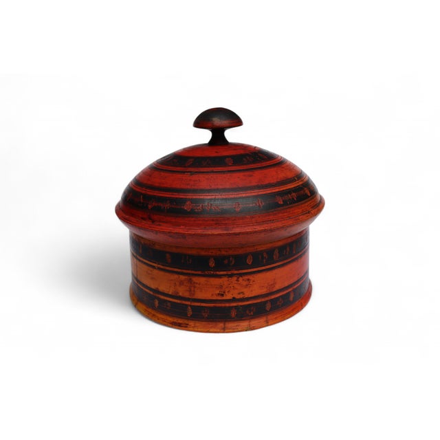 Handpainted Wooden Lacquerware Spice Box, 1950s For Sale - Image 11 of 11