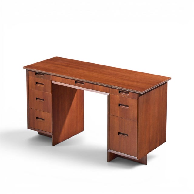 Frank Lloyd Wright Taliesin Mid Century Mahogany Desk For Sale - Image 11 of 12