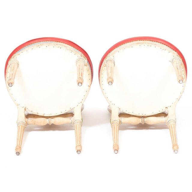 A very lovely set of six French dining chairs good quality coral uphstery. This balloon back montgolfier montgolfiere...