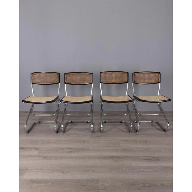 Vintage Italian Chrome Metal and Vienna Straw Chairs, 1960s, Set of 4 For Sale - Image 11 of 11