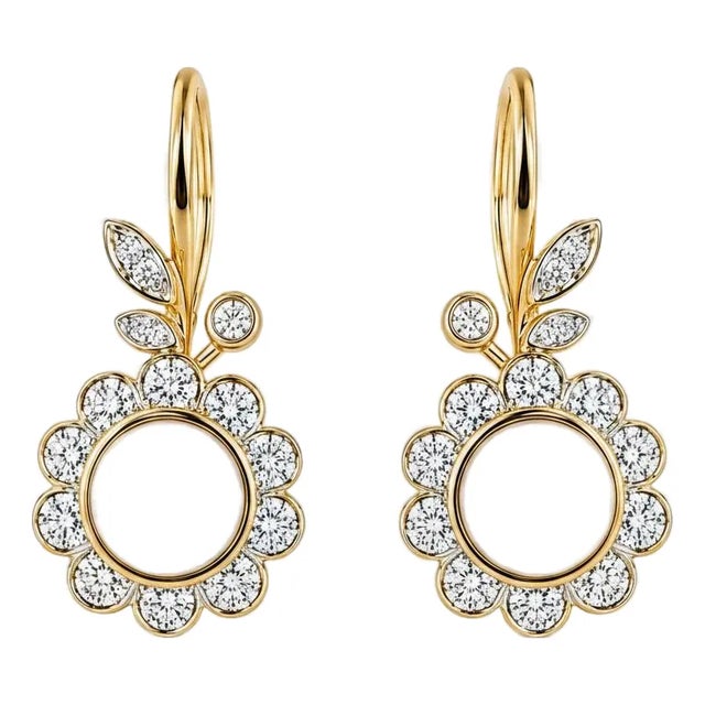 Art Nouveau Pearl Flower and Leaf Drop Earrings, Silver, Gold, Pair For Sale