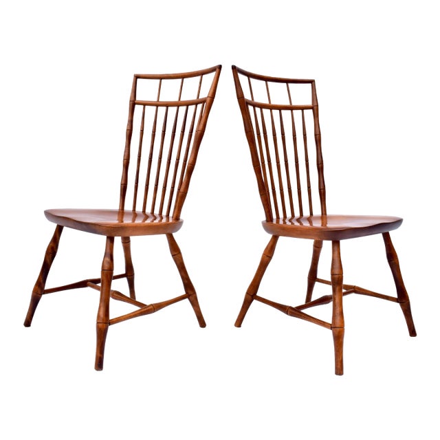 Nichols & Stone Birdcage Windsor Dining Chairs, Faux Bamboo For Sale