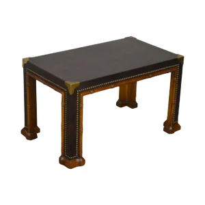 Drexel Et Cetera Vintage Faux Bamboo Leather Wrapped Parsons Coffee or Side Table