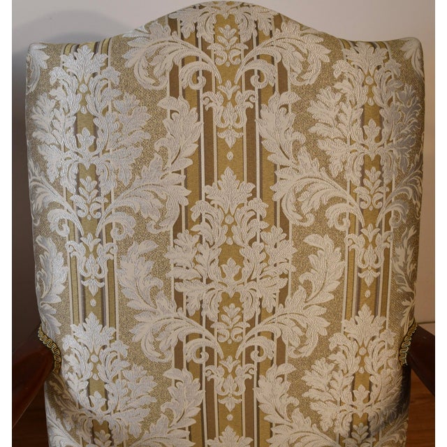 1980s Hickory Chair English Hepplewhite Mahogany Inlay Pair of High-Back Chairs For Sale - Image 6 of 17