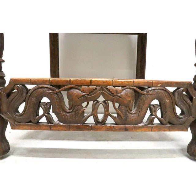 Late 19th Century Pair of Antique Heavily Hand Carved Wooden Armchairs For Sale - Image 5 of 15